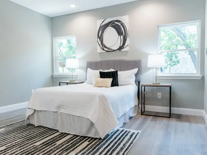 Primary bedroom in a new first-floor suite addition